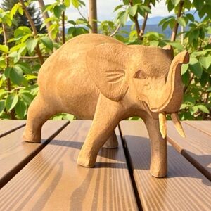 Source Unknown Natural Brown Elephant Figurine